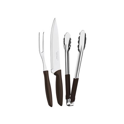 Kit para Churrasco em Aço Inox Plenus Marrom 3pçs - Tramontina Preto