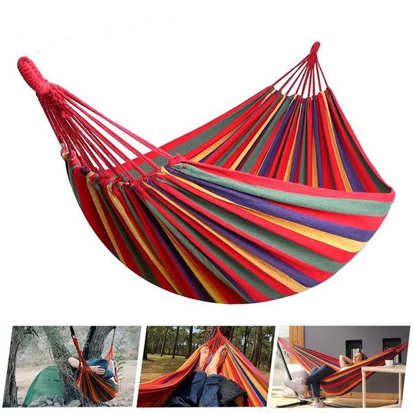 Rede de Algodão para Camping com Cordas para Árvore Suporta até 200kg 1 peça / vermelho