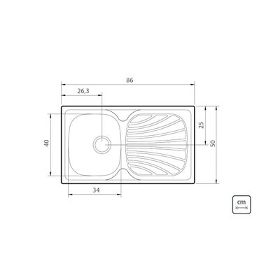 Cuba de Sobrepor Tramontina Alpha 34 R em Aço Inox Pré Polido 86 x 50 cm Perfecta com Válvula
