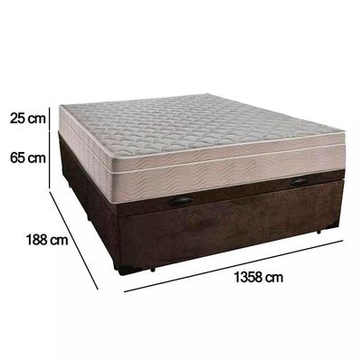 Cama Box Baú Casal Suede + Colchão Serene Molas Ensacadas 138x188x69 Marrom