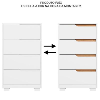 Cômoda 4 Gavetas Usinadas  Sara Branco/freijó