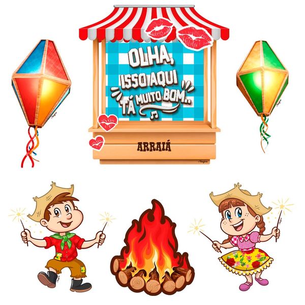 Decoração Junina para Bolo com 6 Unidades Decoração Junina para Bolo com 6 Unidades