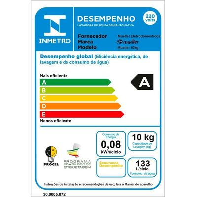 Lavadora Semiautomática Mueller Family Lite 10kg Branca 220V
