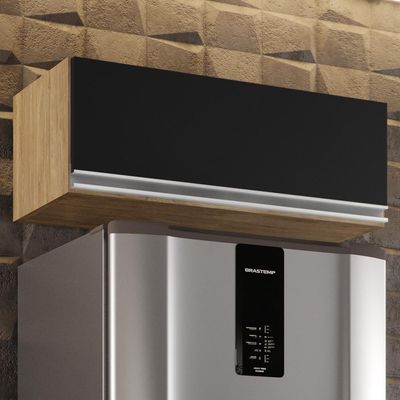 Armário Aéreo de Cozinha Para Geladeira 70cm Texas Castanho/Preto - Lumil Móveis