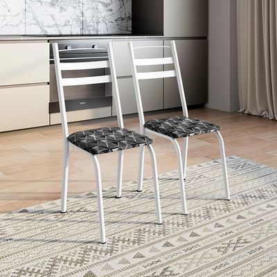 Conjunto com 2 Cadeiras Peters Revestimento Sintético Silver e Branco