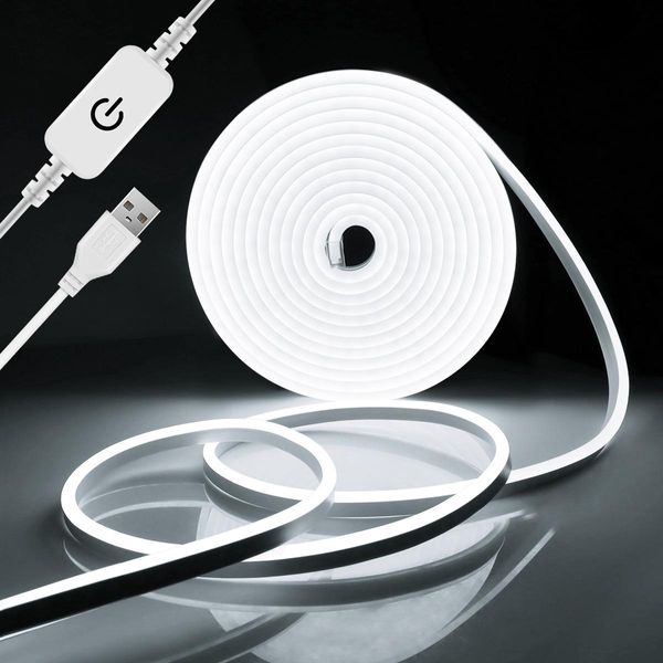 Fita LED Neon Dimmable USB 5V à Prova d'Água para Decoração 1m / branco quente