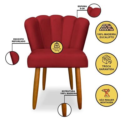 Cadeira Flor De Luxo Para Mesa De Jantar - Balaqui Decor Cor:vermelho Vermelho