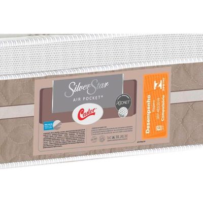 Cama Box Solteiro: Colchão Molas Ensacadas Castor Silver Star Air + Base Crc Suede Clean (78x188)