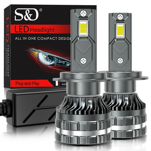 2 Peças Lâmpadas de Farol LED H7 H4 6000K 200W 160000LM Canbus 9012(HIR2)