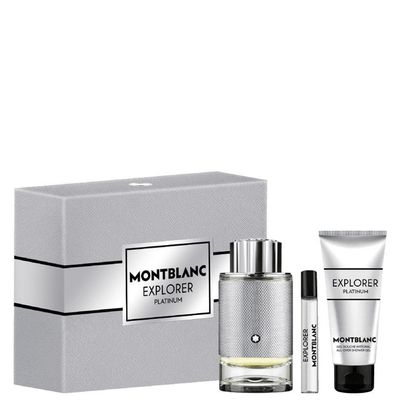 Kit Montblanc Explorer Platinum Masculino - Eau De Parfum 100ml + Eau De Parfum 7,5ml + Shower Gel 100ml