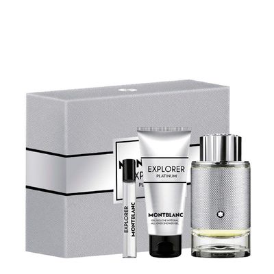 Kit Montblanc Explorer Platinum Masculino - Eau De Parfum 100ml + Eau De Parfum 7,5ml + Shower Gel 100ml