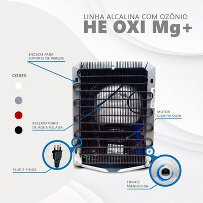 Purificador De água Gelada Alcalina Ionizada C/ Magnésio Mg+ Voltagem:127v;cor:preto