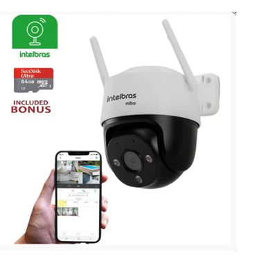 Camera Ip Wifi Inteligente Intelbras Im7 Giratoria 360 Externa Full Color + Cartão de Memoria 64gb