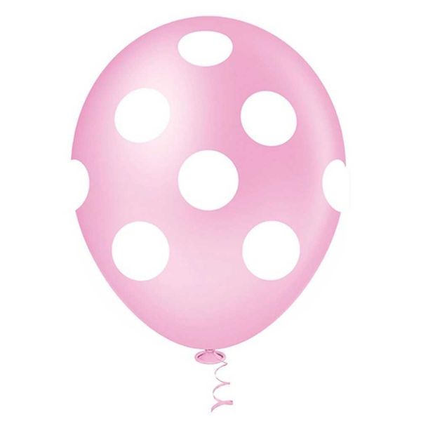 BALAO 10 FANTASIA BOLINHA ROSA BEBE/BRANCO 25UN PIC PIC