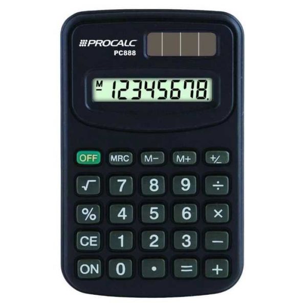 CALCULADORA DE BOLSO C/TAMPA 8 DIG PC888 PROCALC
