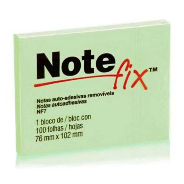 BLOCO DE NOTAS ADESIVAS 76X102MM 100FL VERDE NOTEFIX 3M