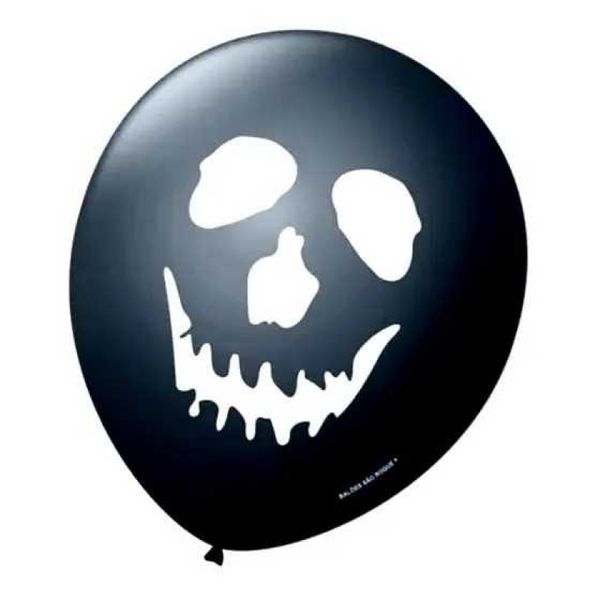 BALAO 9 FANTASIA HALLOWEEN CAVEIRA P/B 25UN SAO ROQUE