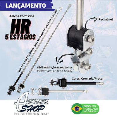 Antena Corta Pipa Moto Retrátil Retrovisor Inox 9/12 Pt HRP5