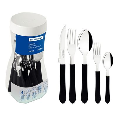 Faqueiro Talheres Leme Inox 40 Peças Tramontina Preto