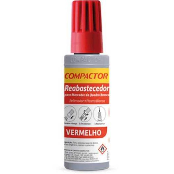 TINTA MARCADOR QUADRO BRANCO VERMELHO 30ML COMPACTOR