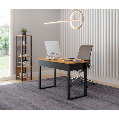 Mesa de Escritório 1 Gaveta 118 x 53 x 75 cm F24 Industrial Dalla Costa Freijó/Preto