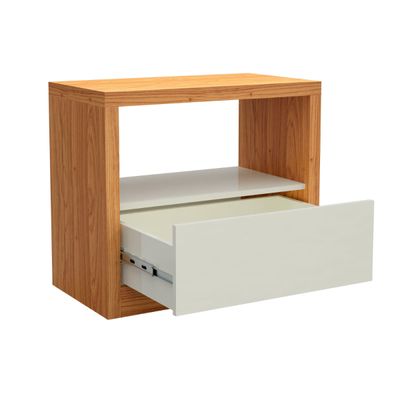 Mesa de Cabeceira em MDF 67 cm com 1 Gaveta TW140 Freijó/Off White Dalla Costa