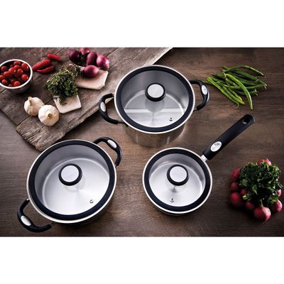 Jogo de Panelas Tramontina Solar Silicone em Aço Inox com Fundo Triplo 5 Peças