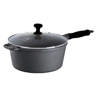 Caçarola Ferro Cabo Silicone Preto Tampa Vidro 4,1 L 24cm
