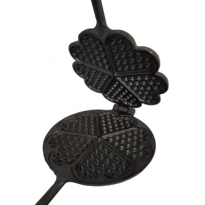 Forma Waffle Ferro Fundido Cabo Madeira Fogão a Lenha 16cm