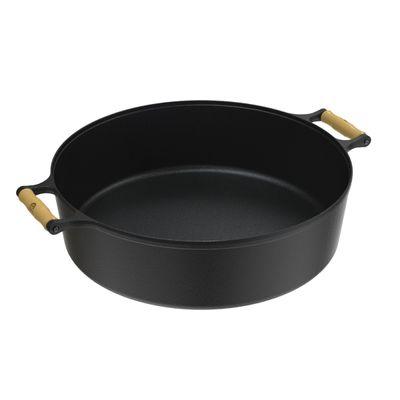 Panela Caçarola Ferro Fundido Alça Madeira com Tampa 25L N50