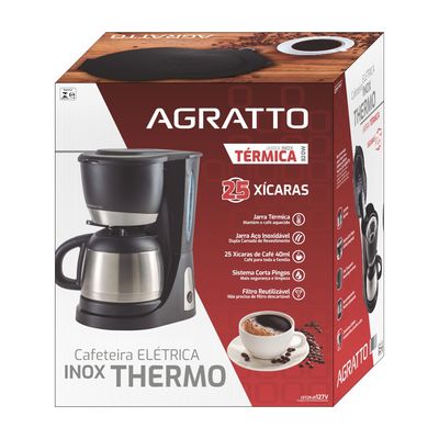 Cafeteira Elétrica Inox Agratto 25xícaras 110v Jarra Térmica
