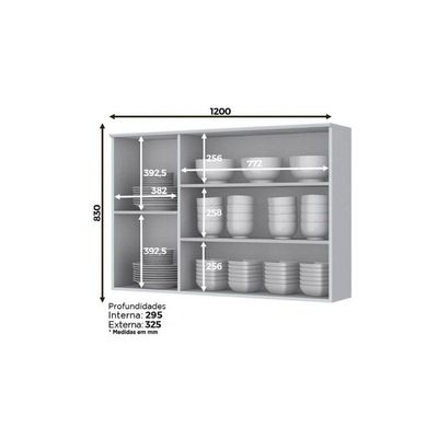 Cozinha Completa 5 Peças Americana (2 Armários + 1 Balcão + 1 Paneleiro + 1 Complemento) Branco