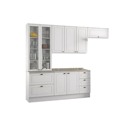 Cozinha Completa 5 Peças Americana (2 Armários + 1 Balcão + 1 Paneleiro + 1 Complemento) Branco