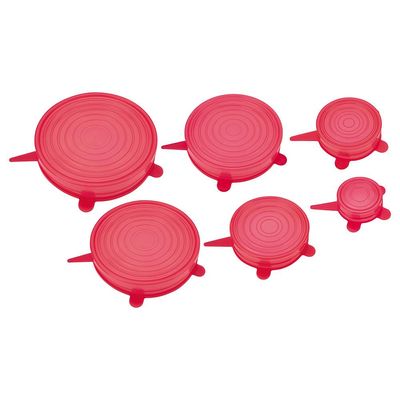 Conjunto de Tampas Euro Home em Silicone 6 Tampas Vermelho