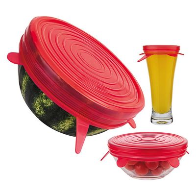 Conjunto de Tampas Euro Home em Silicone 6 Tampas Vermelho