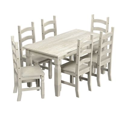 Mesa de Jantar em Madeira Pátina Branca 152x92 cm Elliottiis