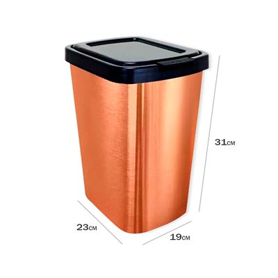 WE DROP - Lixeira Cesto 9 Litros com Tampa Click Label Bronze Metalizado
