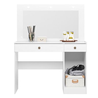 Penteadeira Camarim Bella Com Porta E 2 Gavetas Branco Moval Branco