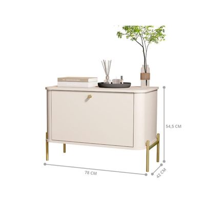 Conjunto Mesa De Cabeceira Albania Off White Dourado