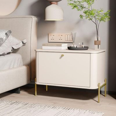 Conjunto Mesa De Cabeceira Albania Off White Dourado