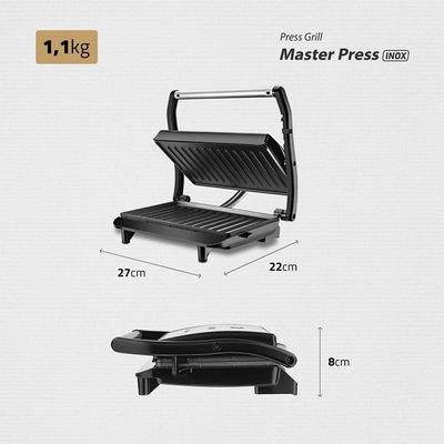 Sanduicheira E Grill Press Antiaderente Preto Com Inox 127 V