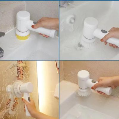 Escova De Limpeza Eletrica Lava Loucas Banheiro Azulejos 5 Em 1 Mop Carpete Sofa Sem Fio Multifuncional