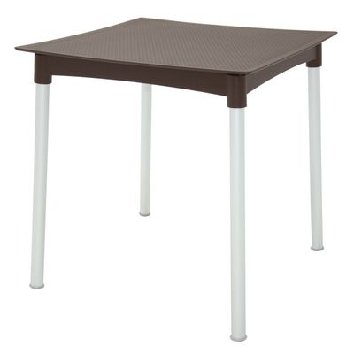 Mesa Tramontina Laura Rattan 70 cm em Polipropileno Marrom com Pernas de Alumínio Anodizado