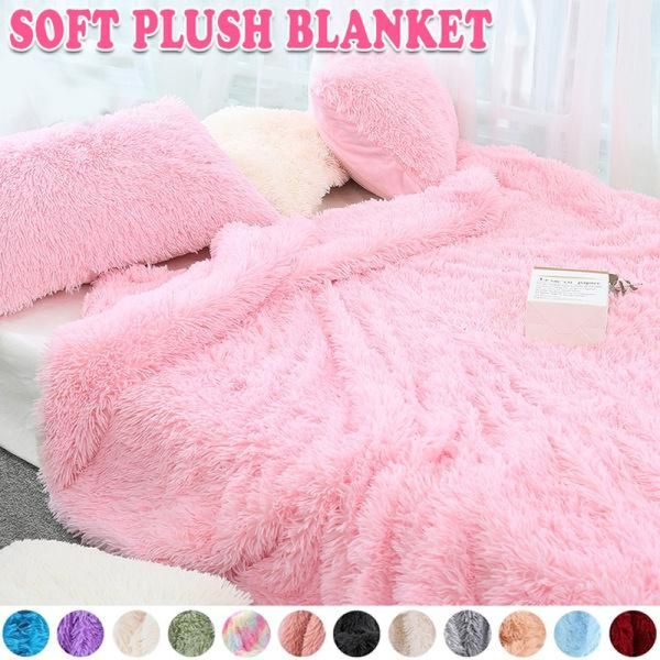 Cobertor de Pelúcia Falsa Coral Quente e Macio para Inverno 80x120cm / rosa