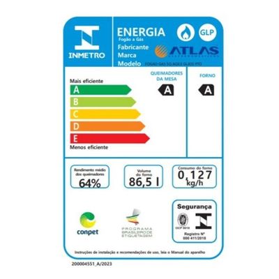 Fogão De Piso 5 Bocas Agile Up Glass Com Mesa De Vidro 300001665 Atlas Preto Bivolt