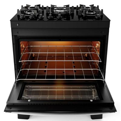 Fogão De Piso 5 Bocas Agile Up Glass Com Mesa De Vidro 300001665 Atlas Preto Bivolt