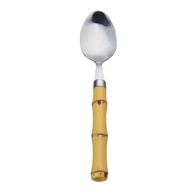 Conjunto 6 Colheres Para Mesa De Aço Inox Com Cabo De Bambu 20cm 7383 - Lyor