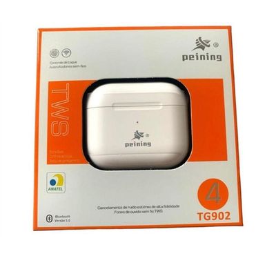 Fone Ouvido Bluetooth V5.0 Sem Fio Tws Musica Sem Borracha Branco Tg902