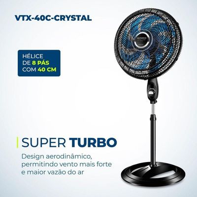 Ventilador De Coluna Super Turbo 8 Pás Mondial - Vtx-40c-crystal Vent 40cm Vtx-40c-crystal 220v/60hz .