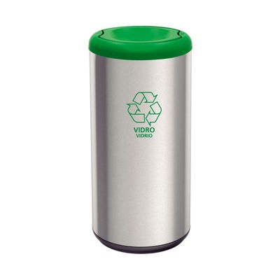 Lixeira Inox Tramontina Piemonte 40 Litros Scotch Brite e Tampa Basculante Verde